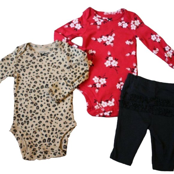 Carter's Other - Carter's Baby Girl Leopard Floral 3pc Outfit Set Size NB Newborn Clothes NWT